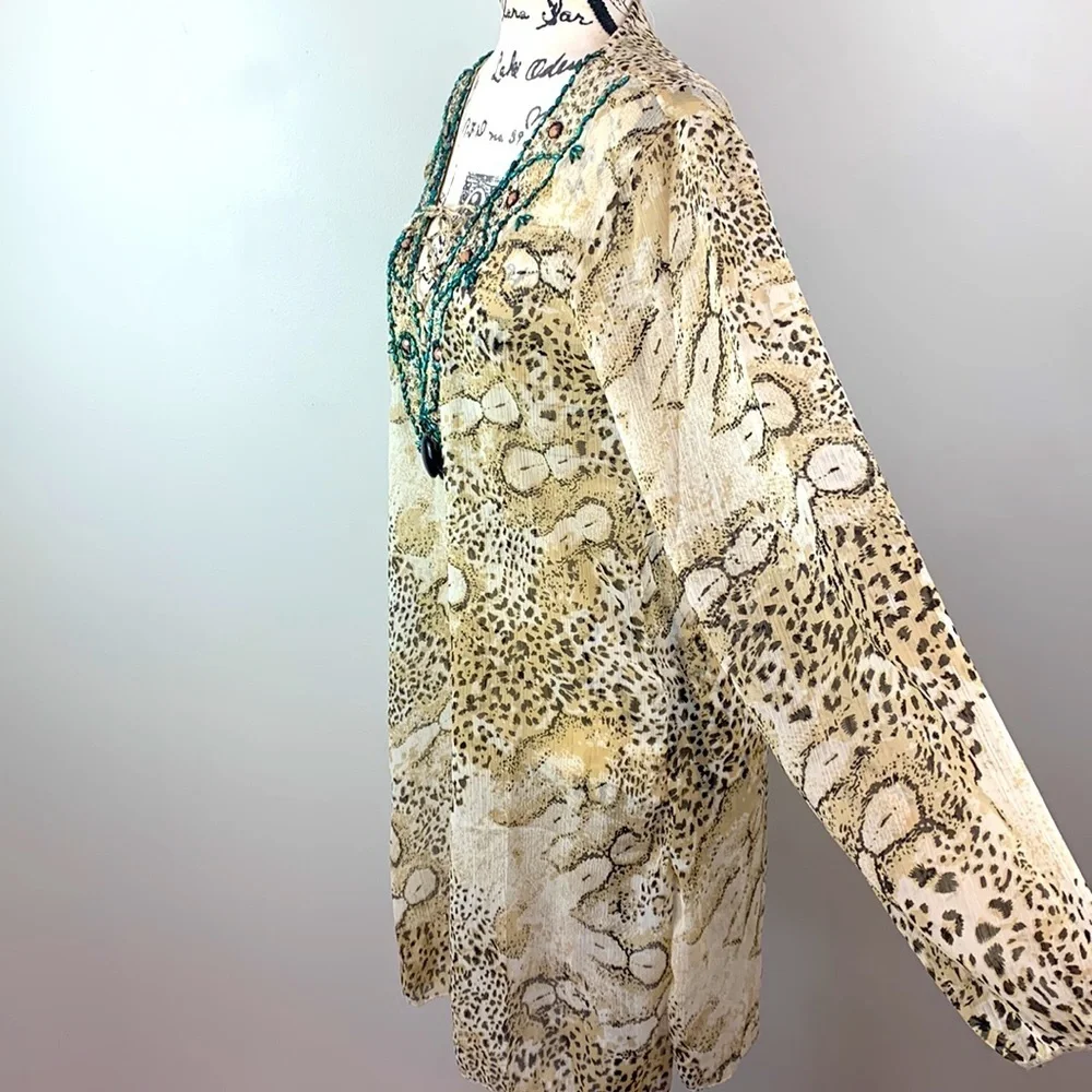Japna Sheer Floral Coverup Tunic Resort Wear NEW!
